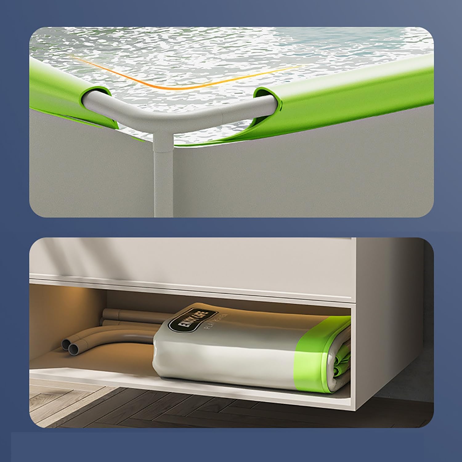 Piscina；Piscina Grande for Adultos al Aire Libre con toldo sombrilla casa Cuadrada Piscina de Juegos no Hinchable Piscina Plegable(Size:4.5m)
