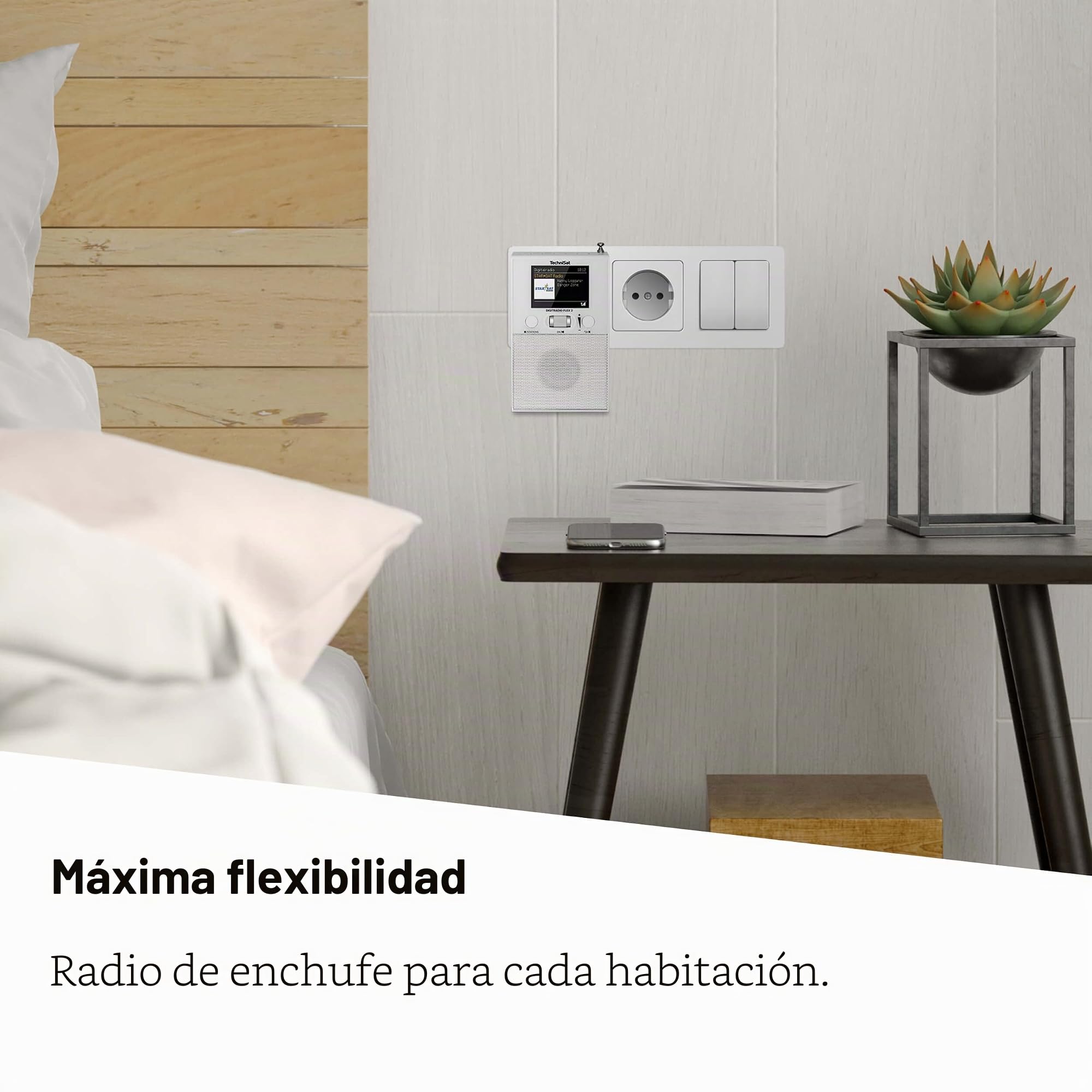 TechniSat DIGITRADIO Flex 2 - Radio Dab con Enchufe (Dab+, Radio FM, Entrada de Audio, transmisión de Audio Bluetooth, Radio Despertador, Memoria de Favoritos), Color Blanco