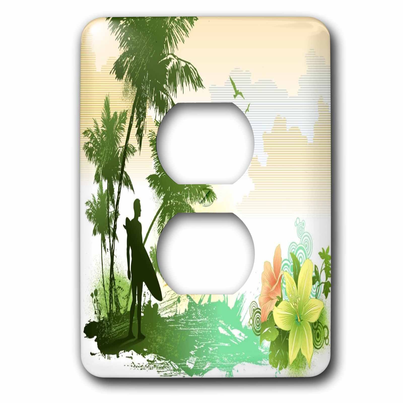 Art vectoriel de surf tropical pour remplacer une plaque interrupteur terne