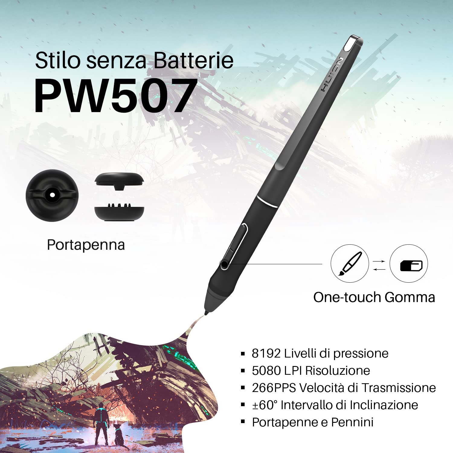 HUION KAMVAS Pro 16 Tavoletta Grafica con Display IPS da 15,6 Pollici con Monitor Grafico Completo in Laminato, 6 Tasti di Scelta Rapida Personalizzabili e 1 Touch Bar e Stilo Senza Batteria