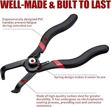 WISEUP 2-Pack Angled Push Pin Pliers Set 30 & 80 Auto Clip Remover Tool