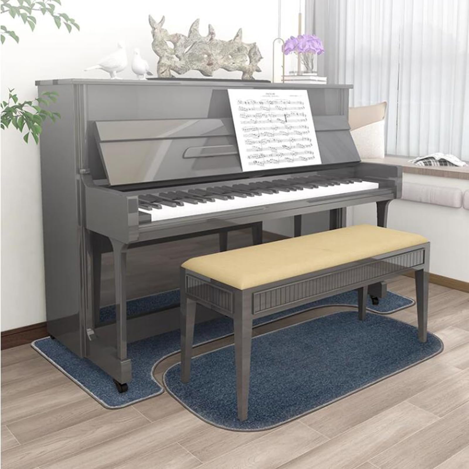 Alfombra de Insonorización for Piano, Alfombra para Vertical Piano, Protector de Alfombra de Piano Vertical Alfombra Antideslizante Alfombrilla Absorbente Manta Insonoriz(Navy)