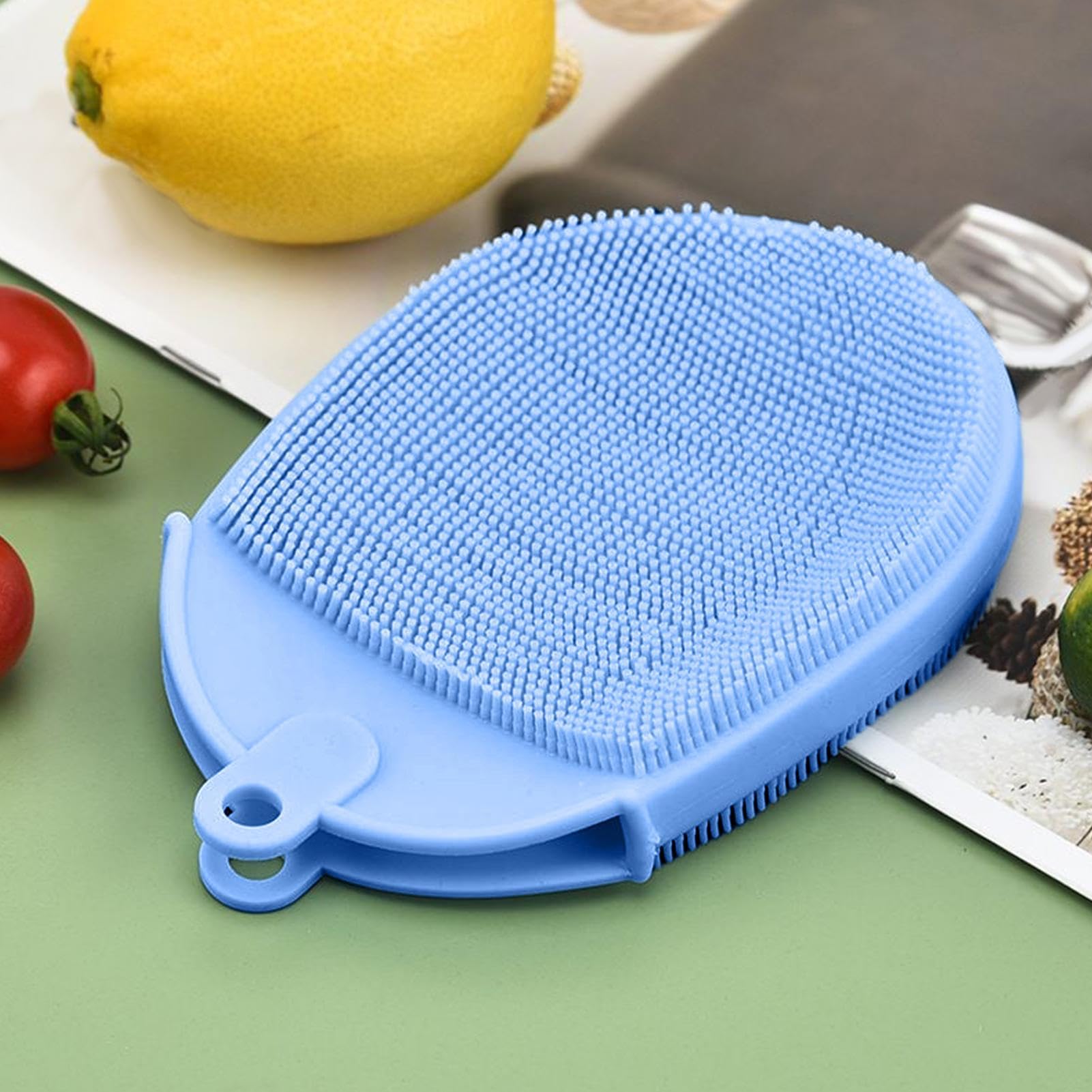 Spugna Lavapiatti in Silicone Abrasivo | Spugna a Doppia Faccia per Piatti su Lavelli, Pentole, Padelle, Piani Cottura, Frutta, Verdura, Lavaggio e Pulizia