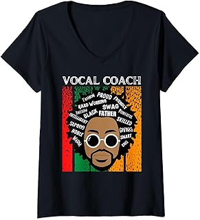 Womens Black Vocal Coach King Black History Month Melanin Father V-Neck T-Shirt