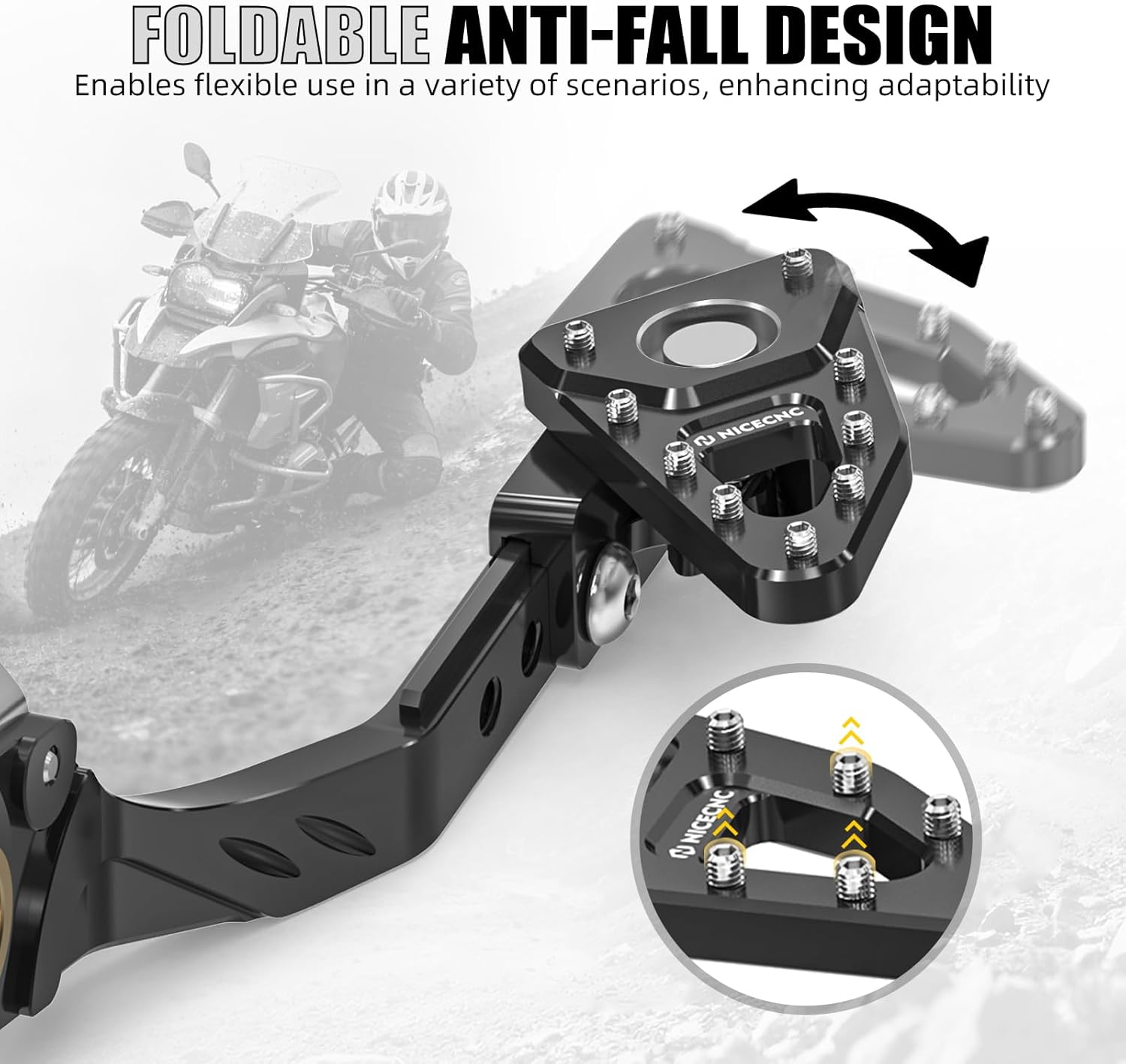 NICECNC Rear Brake Lever Pedal, Foldable Foot Lever Shift Compatible with BMW R1200GS 2013-2018 R1250GS 2019-2023, 6061 Aluminum, Easy Installation, Black