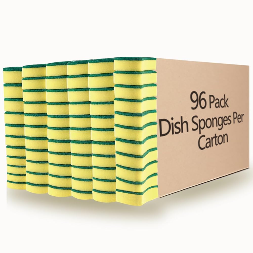 Kitchen Cleaning Sponges,96 Pack Eco Non-Scratch for Dish,Scrub Sponges.