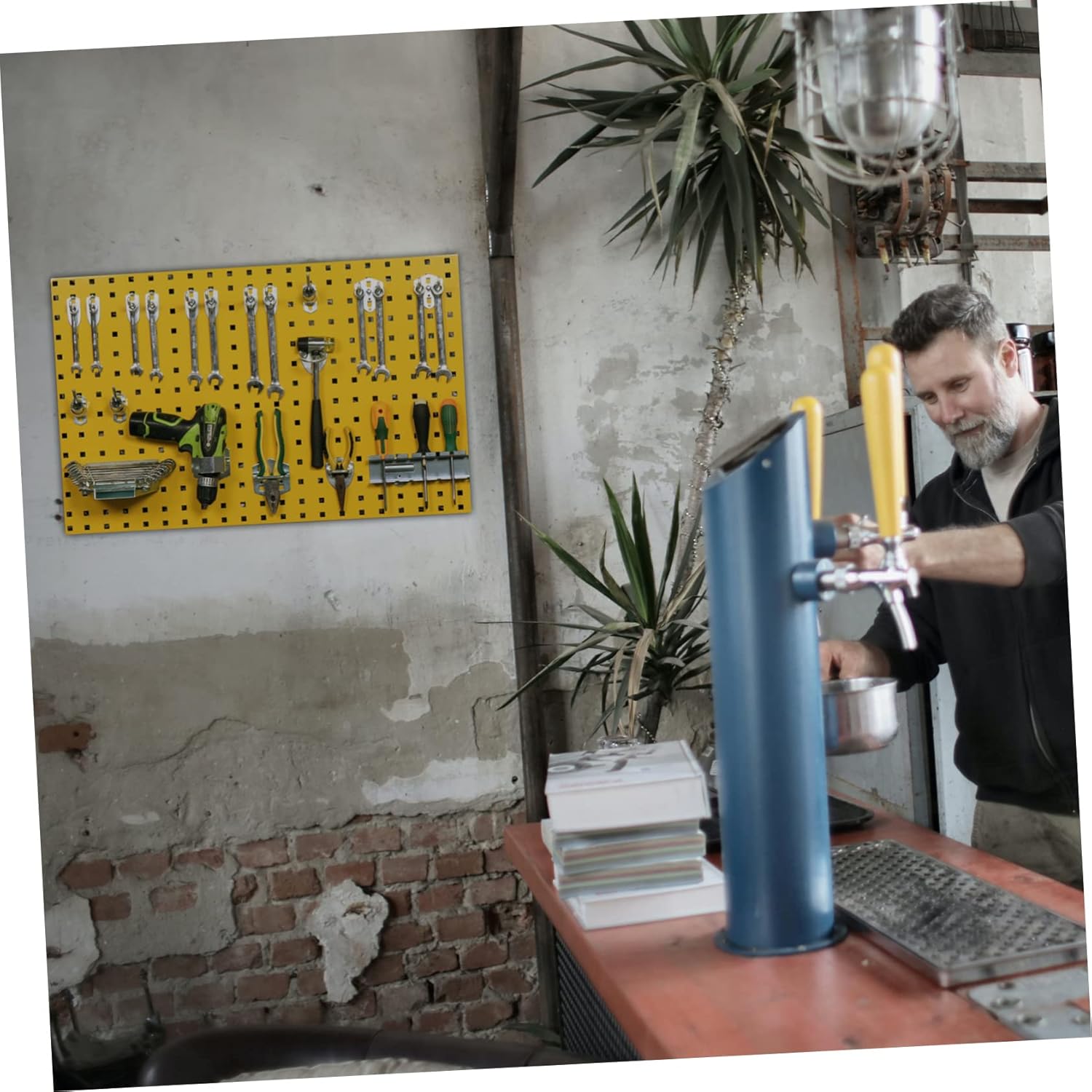 1Pc Galvanized Steel Pegboard Tool Organization Panel Wall Storage Rack for Garage Kitchen and Garden Use Easy to Assemble Strong Bearing Capacity