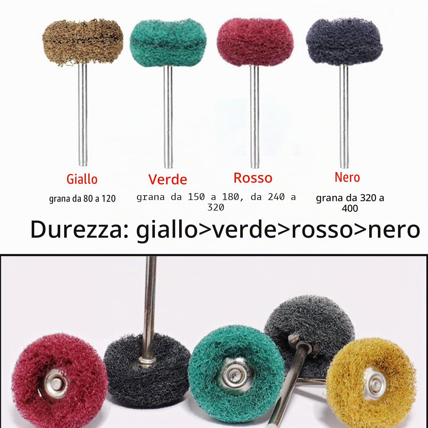 Set 80 ruote abrasive da 25 mm per lucidatura abrasiva utensili rotanti Dremel gambo 3 mm