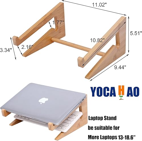 Miniatura 6 de Soporte vertical de madera para laptop de 13 a 18.6 pulgadas para escritorio, soporte para laptop compatible con MacBook Air ProDell XPSSurface