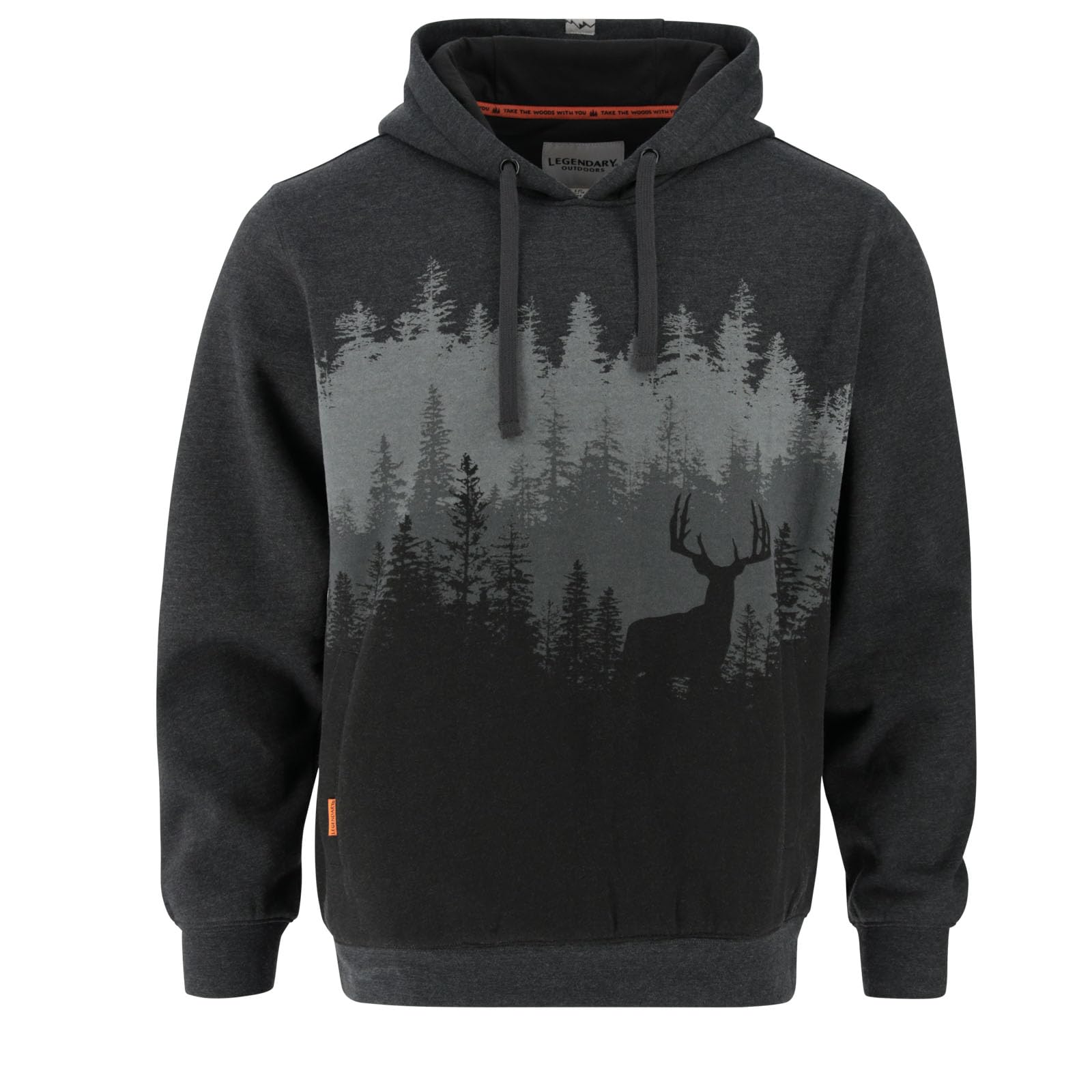 Legendary Whitetails Mens Printed Hoodie Pullover Hooded Sweatshirt, Standard, X-Large, Black Heather