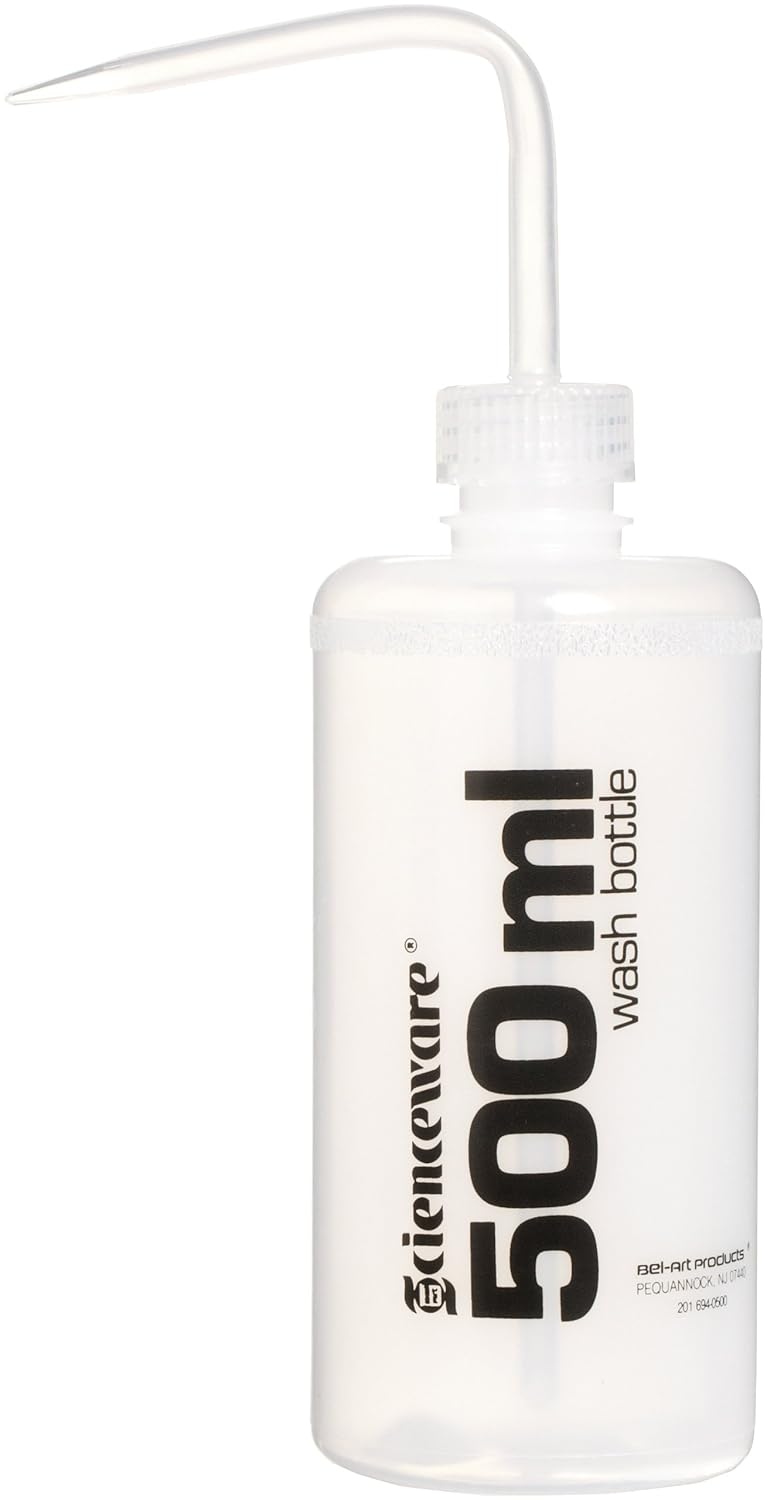 SP Bel-Art Volume Labeled Narrow-Mouth 500ml (16oz) Polyethylene Wash Bottles; Polypropylene Cap, 28mm Closure (Pack of 12) (F11618-1016) Made in USA