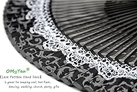 Vista 6 de OMyTea Folding Hand Held Rave Bamboo Fan for Women - Chinese Japanese Spanish Lace Pattern Handheld Fan - for Wedding, Decoration, Performance