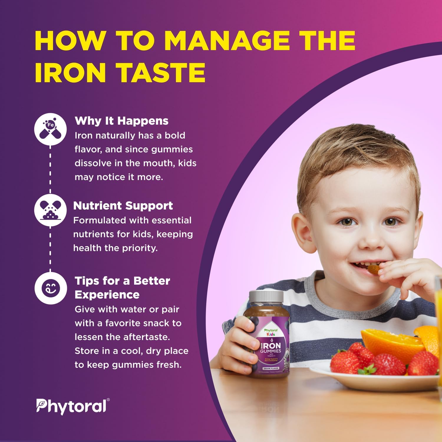 Iron Gummies with Vitamin C for Kids - Blood Builder Iron Supplements for Kids with Gentle for Stronger Immunity & Energy Support - Vitamin B6, B12, A, Niacin & Folate Gummies - Vegan & GMO -120 Count