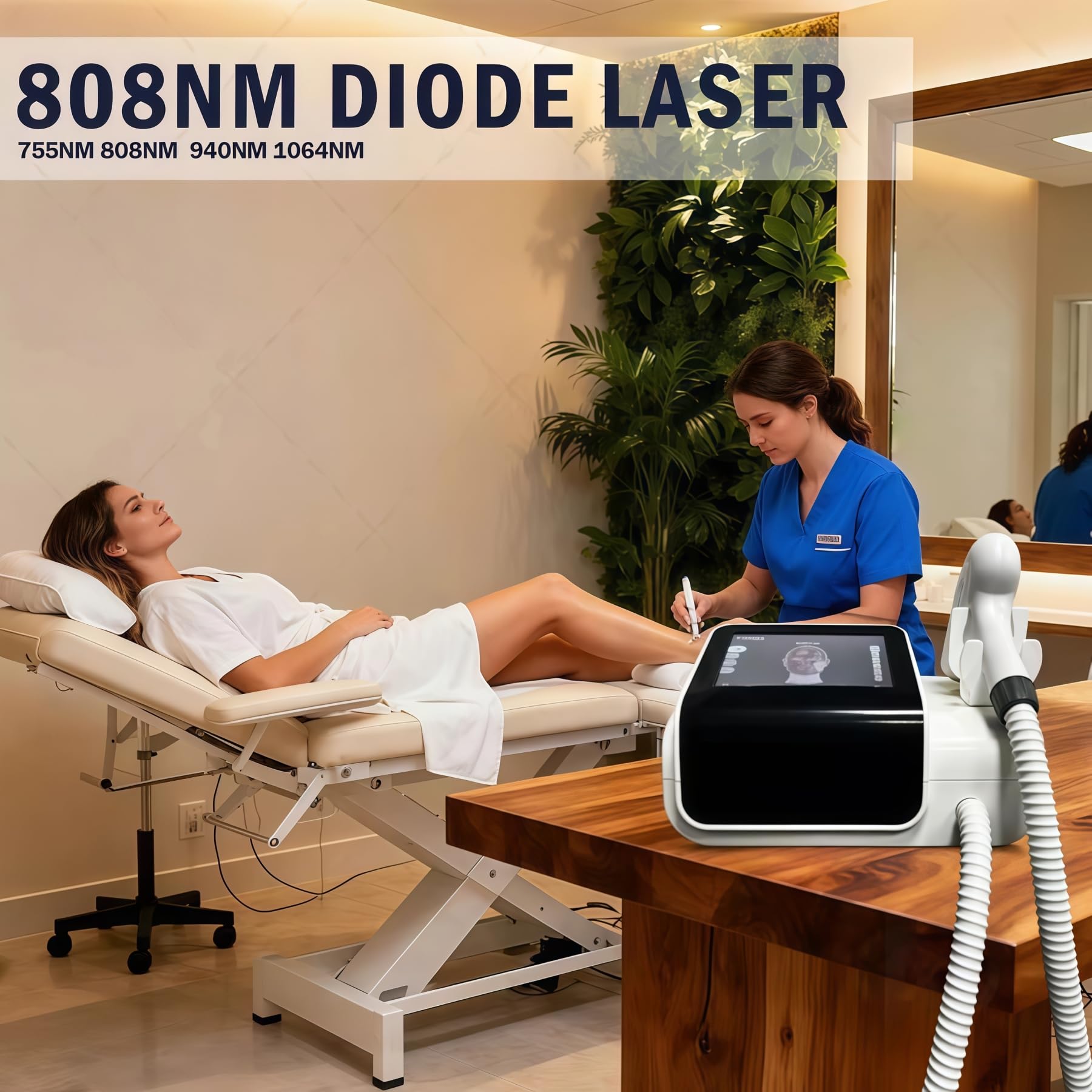 4000W depilatore laser a diodo a quattro lunghezze d'onda, corpo della macchina di raffreddamento ad acqua, depilazione professionale di livello salone, adatta a tutti i capelli, certificazione CE