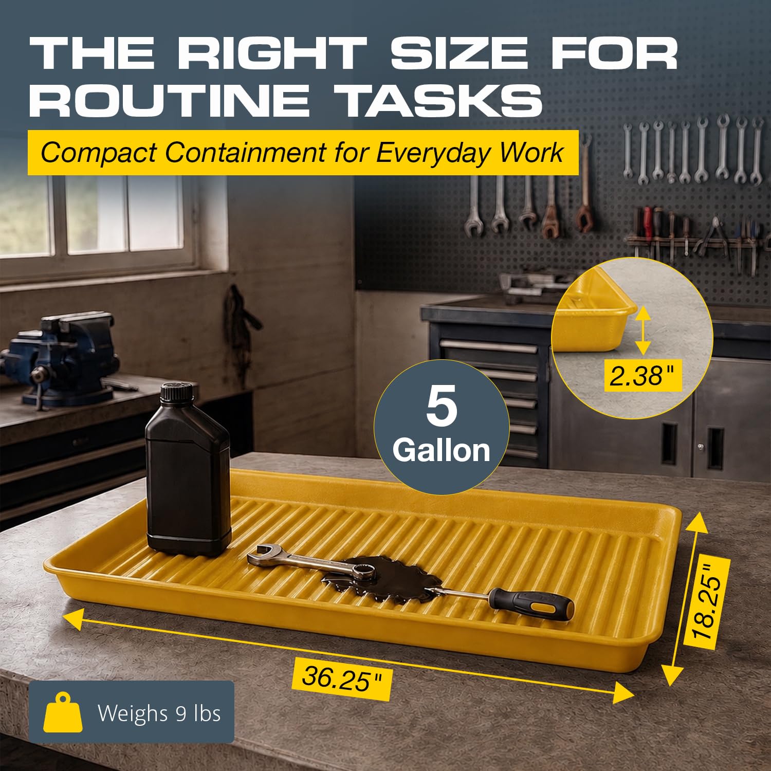 Eagle Spill Containment Utility Tray, 5 Gallon Sump, Made in USA, Yellow — Amazon image 2