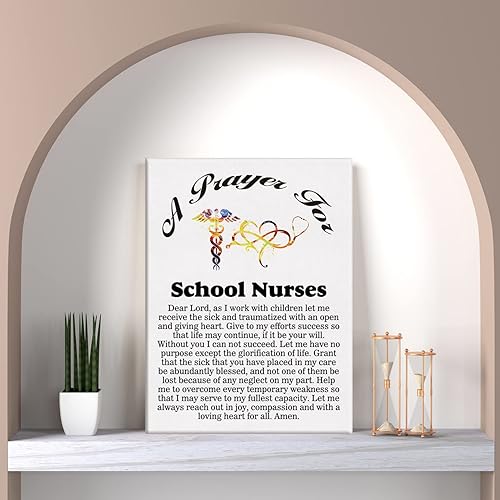 Miniatura 5 de LEXSIVO Lienzo de oración para enfermeras escolares, decoración de pared para el hogar, pintura de regalo para enfermeras escolares, 12 x 15