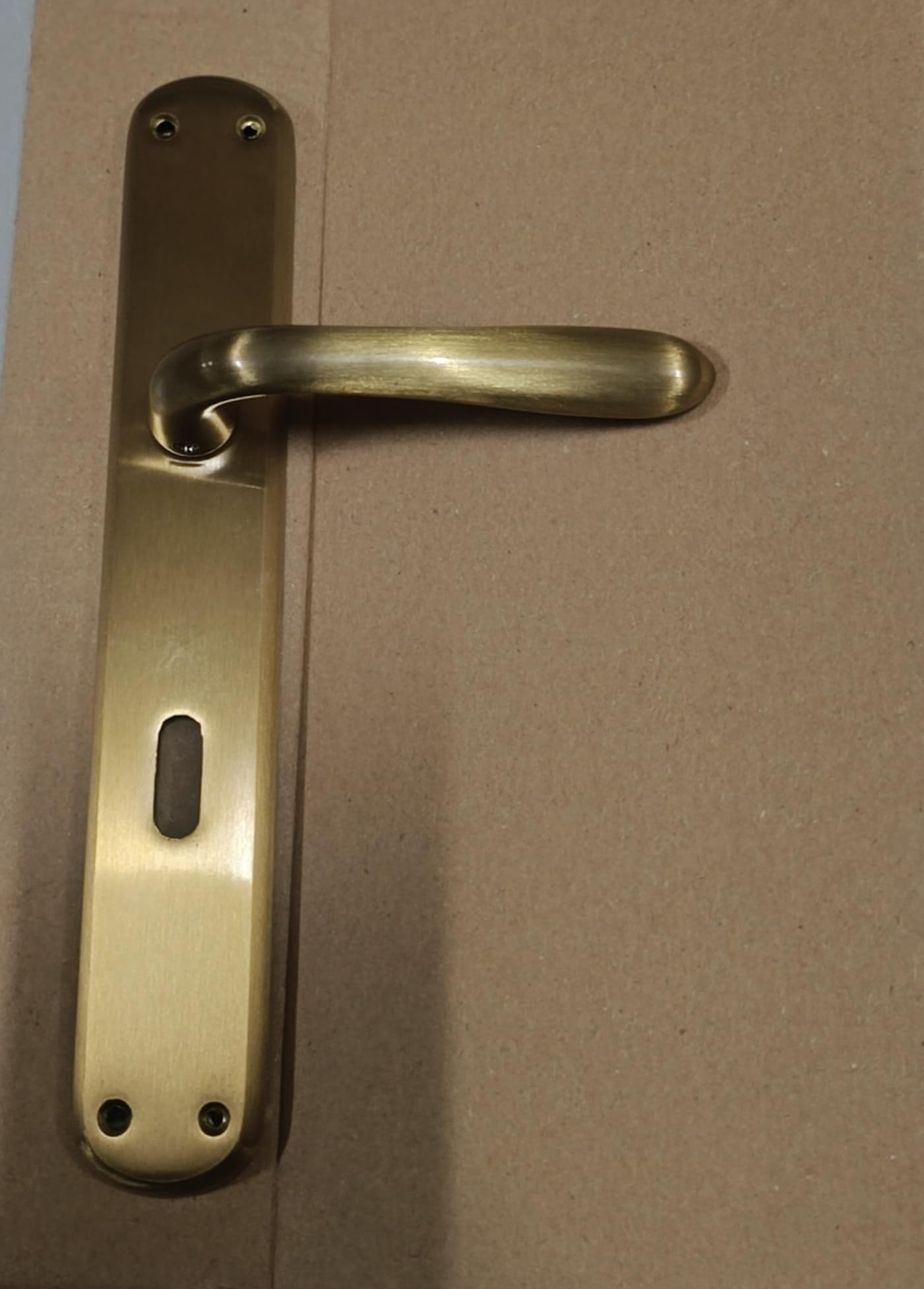 Generico Maniglia per porte interne con placca - Distanza 70mm (centro quadro - centro foro chiave) - Materiale zama - Prodotto made in Italy - Mariva SIDNEY 1126P (Oro Satinato)