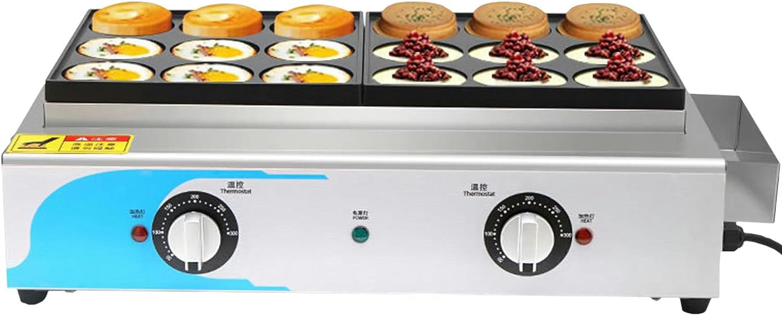 Burger Maker Machine Commercial Electric Heating Meat Hamburger Maker Griddle, 18 otworów Maszyna do robienia burgerów ze stali nierdzewnej, 50-300℃ Szybka kontrola temperatury