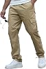 HYPESTFIT Men's Cargo Pants - Cotton Drawstring Waist Loose Straight Fit, Casual Hiking Athletic Joggers for Men
