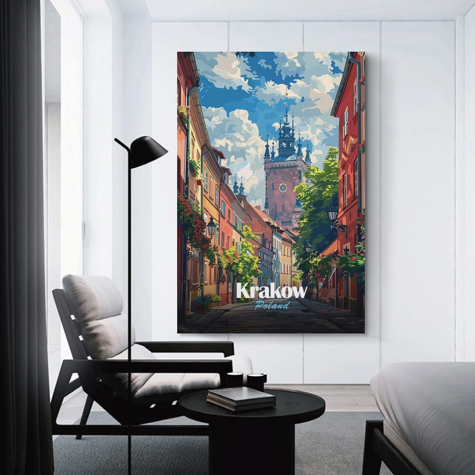 Junmoney Krakow, Poland Street View Hanging Wall Art, 20x30inch(50x75cm), for New Homes, Bedrooms Or Workspaces, Thoughtful Wall Decor for Art Lovers