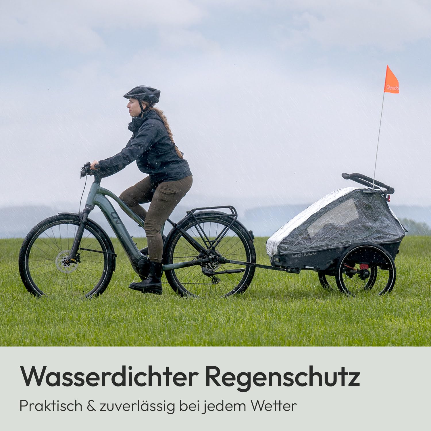Qeridoo Regenschutz Kidgoo 1 / Kidgoo 1 Sport | Abdeckung Fahrradanhänger | Transparent speziell entwickelte Folie | Zubehör für Qeridoo | Regenschutz | Transparentes Regenverdeck