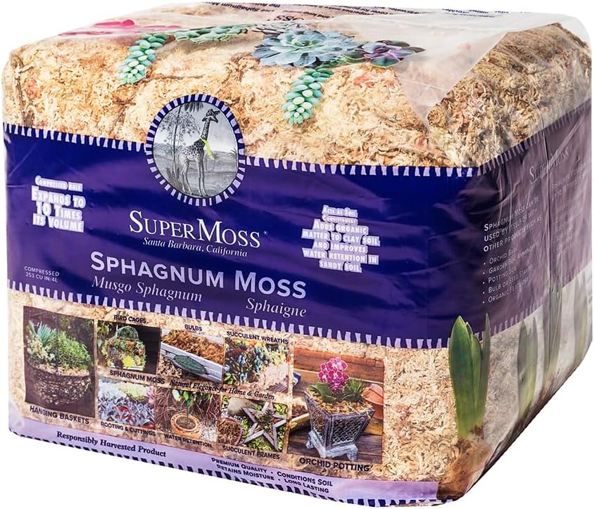 SuperMoss (22325) Orchid Sphagnum Moss Dried, Natural, 1 Pound Mini Bale