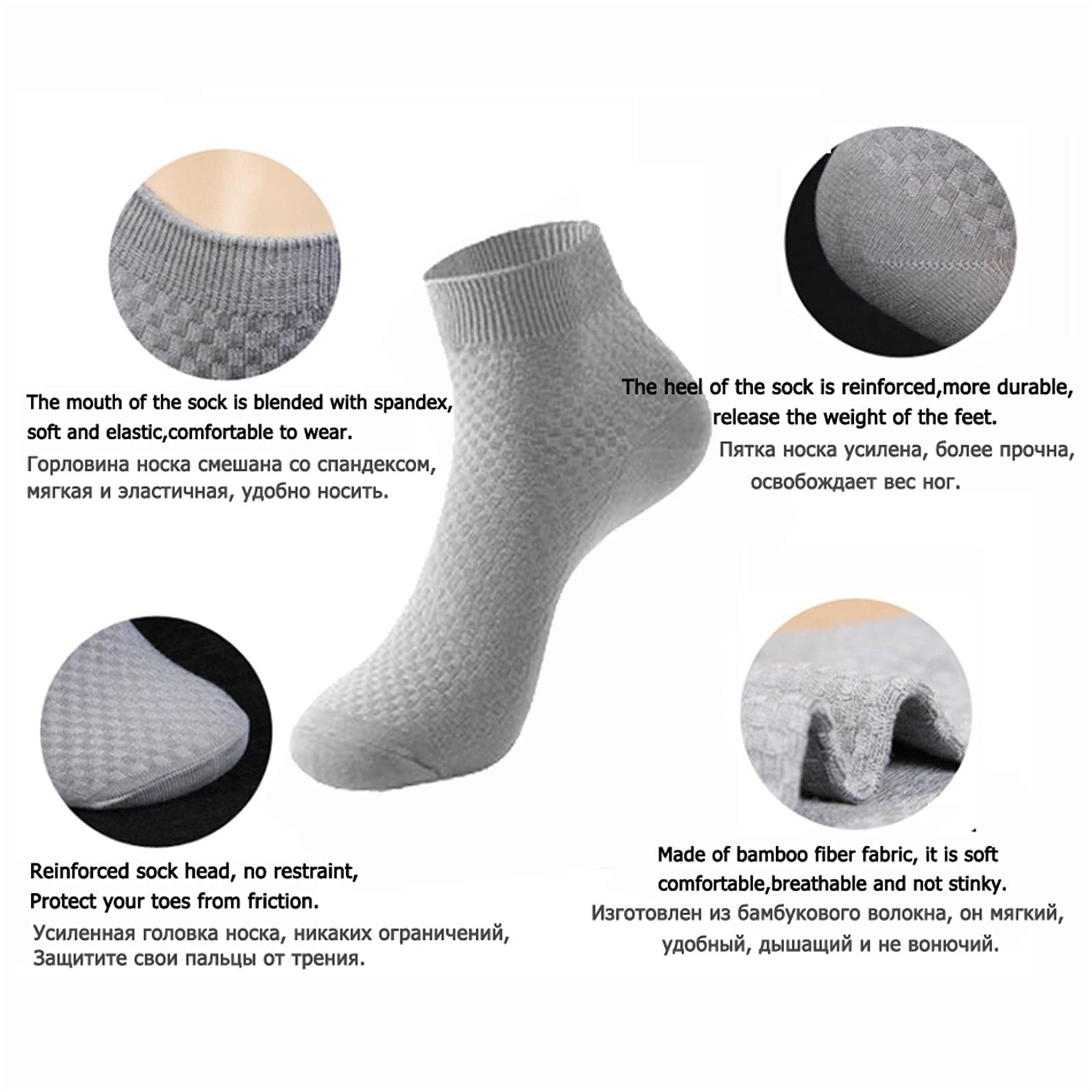 UKKO Calcetines de Hombre 10 Pares De Calcetines para Hombres De Fibra Transpirable De Calcetines Desodorantes Hombres Largo Tamaño Grande EUR 38-46-5Black 5Light Grey,EUR 43-47(Us 9-13)