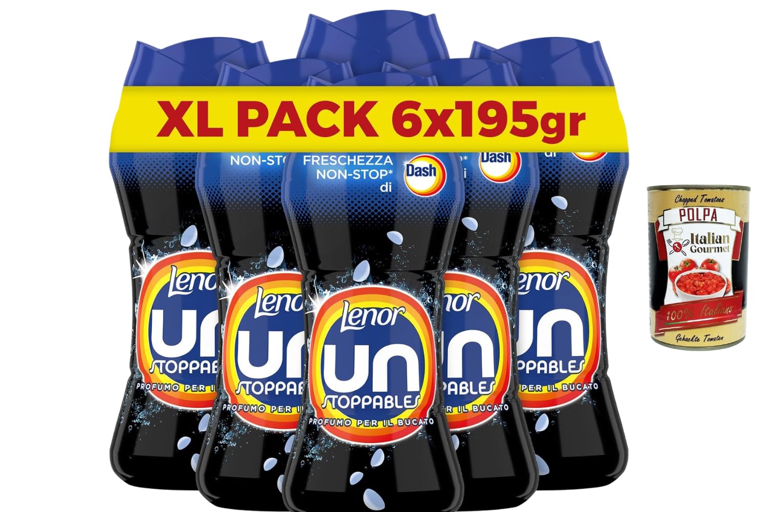 Italian Gourmet Bundle Wäscheparfüm Non-Stop Frische 6x 195g + Italian Gourmet Polpa Gratis – Duftperlen für Wäsche, XL Pack, Profumo per il Bucato laut Verpackung, Vorrat 1,17kg