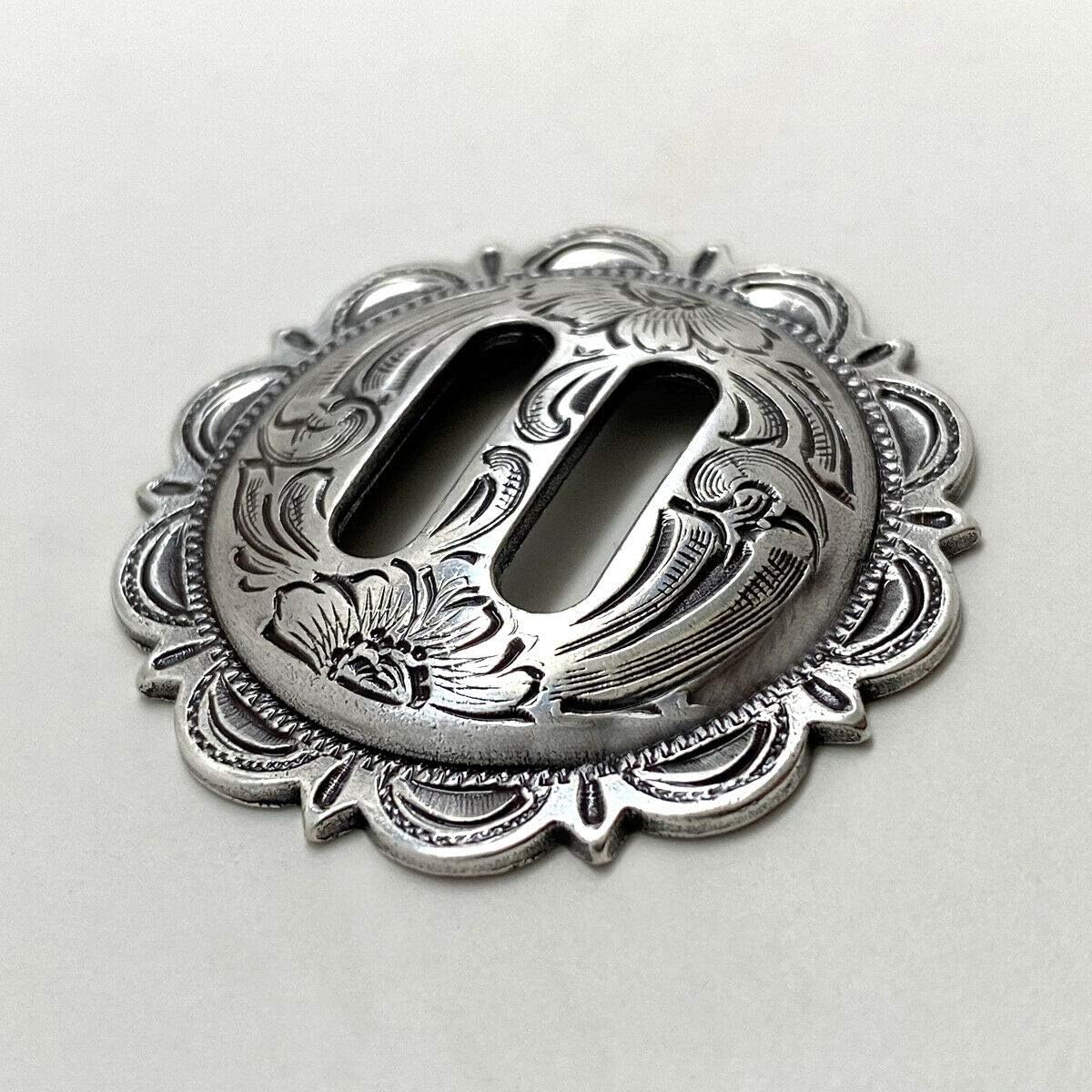 Western Leathercraft Saddle Headstall Art Belt Biker Tack Scalloped Slot Conchos 1-1/2" (Pack of 10PCS) - Antique Silver