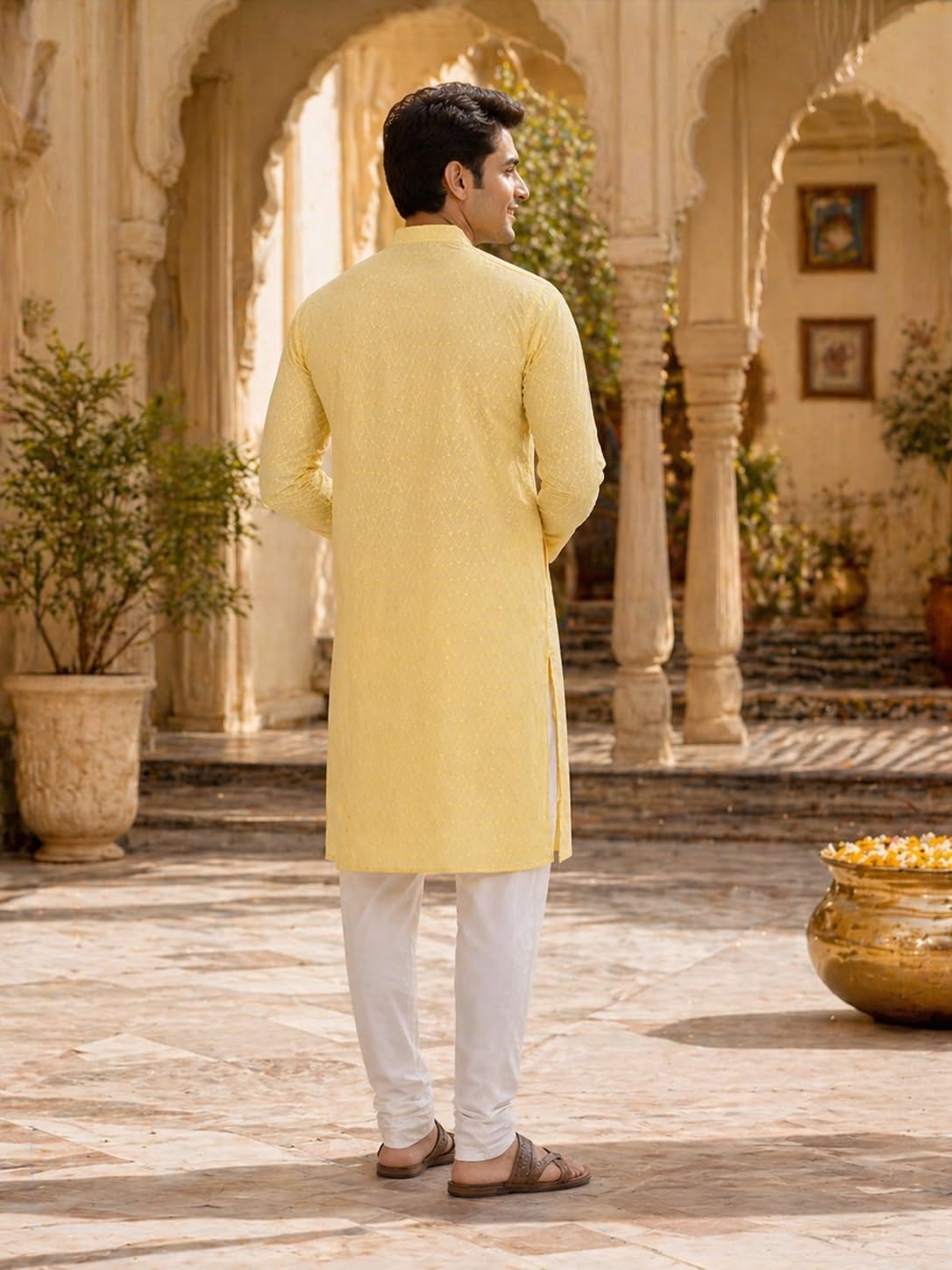 Sojanya (Since 1958 Men'S Pure Cotton Chikankari Only Long Kurta