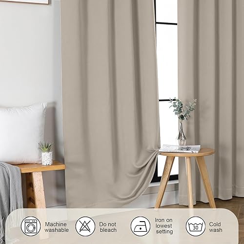 Miniatura 4 de Gwine Cortinas opacas para sala de estar de 63 pulgadas de largo, con aislamiento térmico, cortinas opacas para decoración de dormitorio con