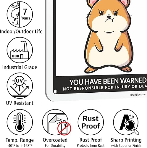 Miniatura 79 de SmartSign Divertido letrero de advertencia con texto en inglés «Beware Of Guinea Pigs – 10 x 7 pulgadas, aluminio laminado libre de óxido de 40 mil