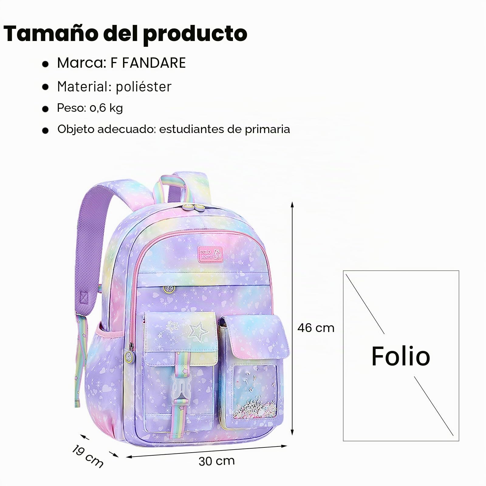 FANDARE Lindo Mochilas Infantiles Galaxy Mochila Ultraligero Mochilas Escolares para niños y niñas Mochilas Infantil Mochilas Tipo Casual para Estudiante Viaje Mochila Escolar Galaxia Púrpura