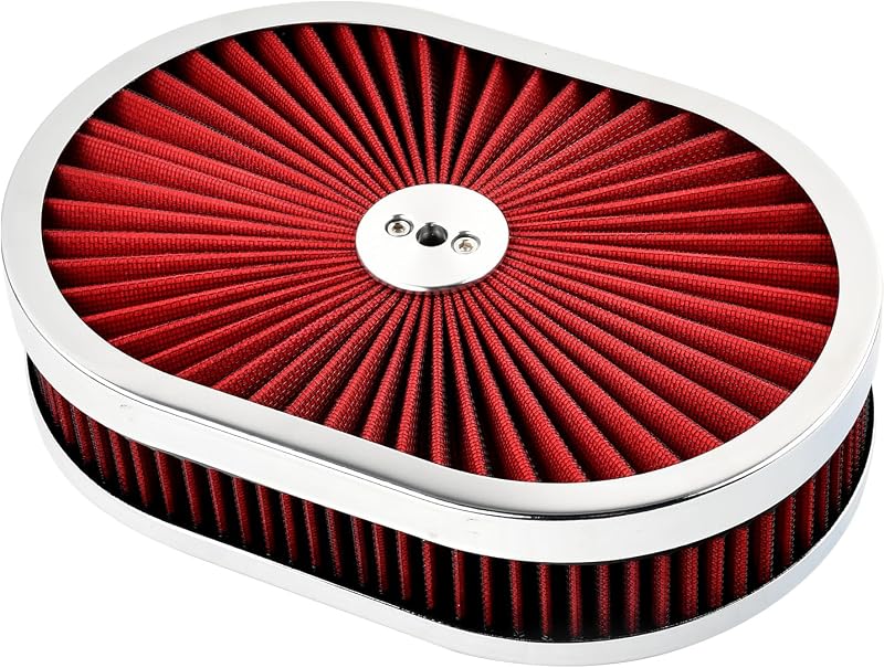 Kit de filtro de ar oval vermelho TBAPFS lavável para carburador 5-1/8" – 30,48 x 5,08 cm