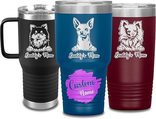 Vista 145 de Vaso de viaje de Navidad personalizado, perro pastor alemán, mamá y papá, dueño de perro pastor alemán personalizado, recuerdo grabado