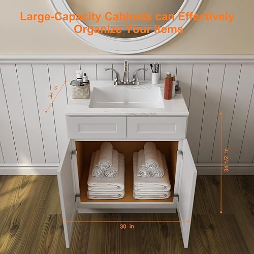 Miniatura 2 de LOVMOR Tocador de baño de 30 pulgadas, gabinete base de cocina, unidad de almacenamiento de fregadero individual, armario de almacenamiento para