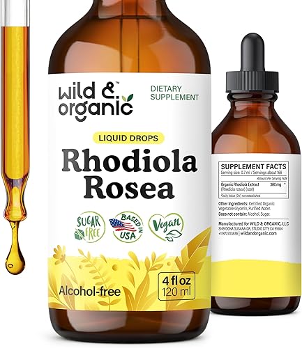 Rhodiola Rosea Tincture - Suplemento orgánico de Rhodiola para el estrés y el estado de ánimo - Extracto líquido de raíz de Rhodiola - Gotas veganas