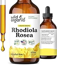 Wild & Organic Rhodiola Rosea Tincture - Rhodiola Rosea Supplement for Mood Support - Relaxing Root Extract Liquid Drops - Vegan, Sugar & Alcohol-Free - 4 fl oz