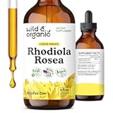 Wild & Organic Rhodiola Rosea Tincture - Rhodiola Rosea Supplement for Mood Support - Relaxing Root Extract Liquid Drops - Vegan, Sugar & Alcohol-Free - 4 fl oz