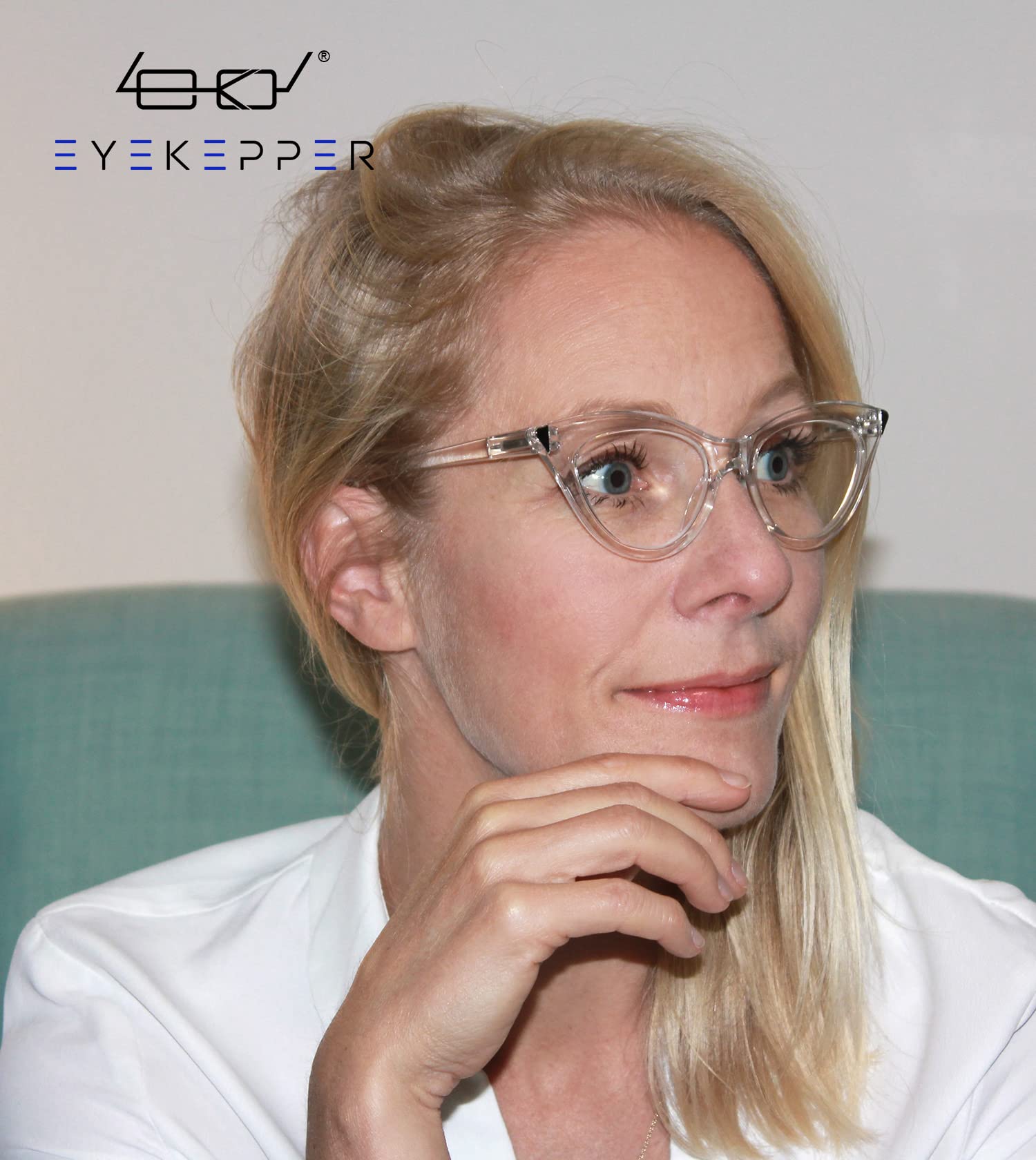 Eyekepper Small Reading Glasses for Women Cat-eye Style Ladies Readers - Transparent +2.50