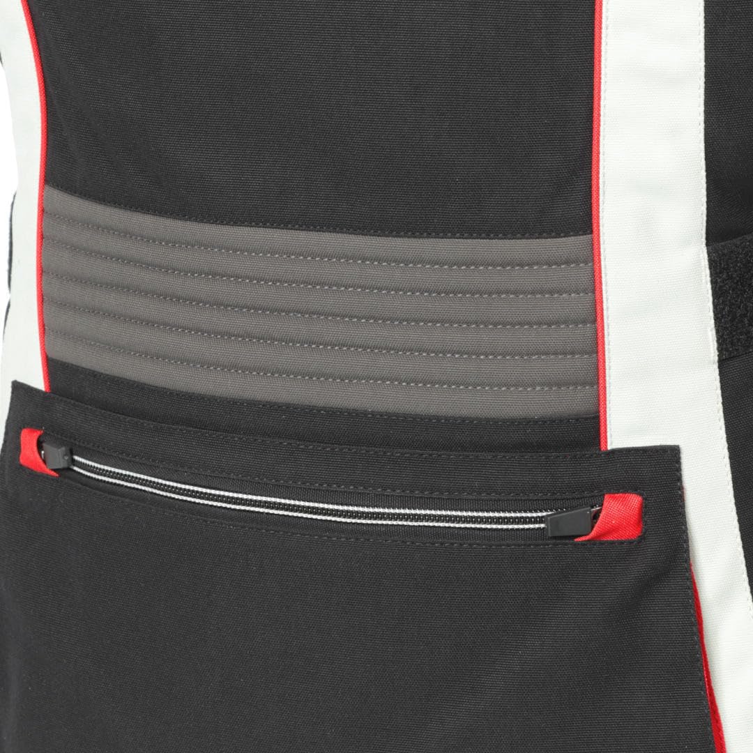 Büse Linda Damen Motorrad Textiljacke, Schwarz/Grau/Rot, Größe 40 | Winddicht