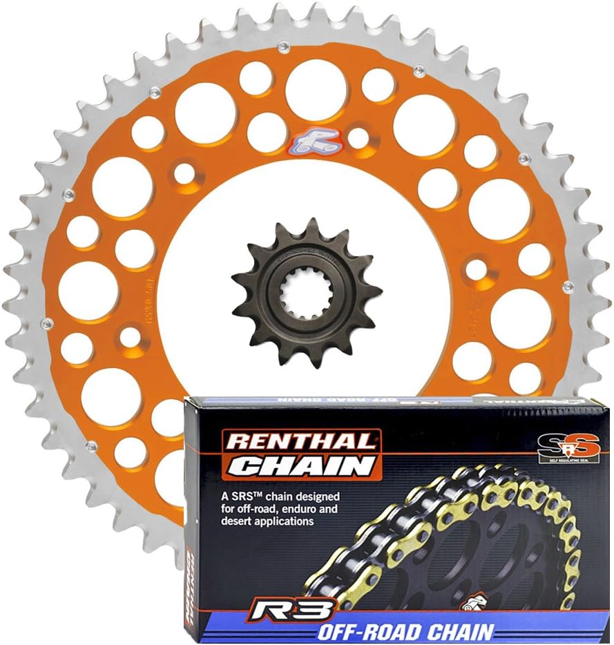 Renthal Grooved Front & Twinring Rear Sprockets & R3 O-Ring Chain Kit - 14/48 ORANGE - Compatible/Replacement for Husaberg, Husqvarna, KTM