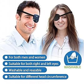 2 Pcs 3D Eye Patches for Adults and Kids, Adjustable Medical Eyepatch for Right or Left Eye,One Eye Cover for Amblyopia Lazy Eye,Pirate Costume(Black,Stars