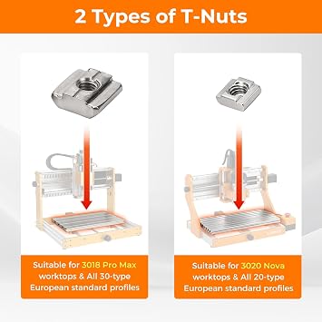 LUNYEE Aluminum Tiger Claw Clamp, Low-Profile Side Hold-Down, Compatible with 3018 Pro Max / 3018 Pro Ultra / 3020 Nova, Fits T-Track and Perforated CNC Worktables for Secure Machining