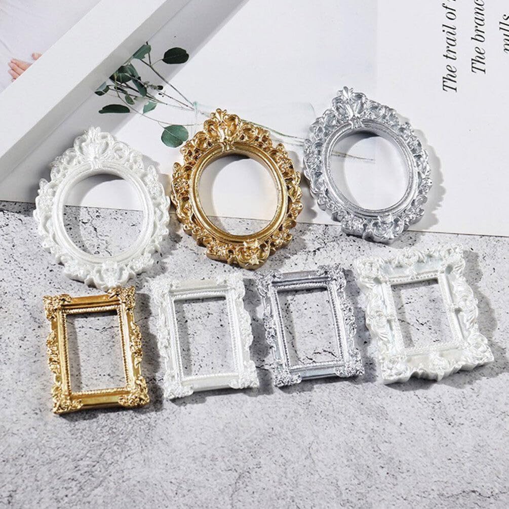 Garneck 30 Pcs Photo Frame Mini Accessories Photo Album Scrapbook Photo Scrapbook Wedding Table Mini Resin Picture Frame Miniature Photo Frame Crafts Making Material Phone Case Supplies