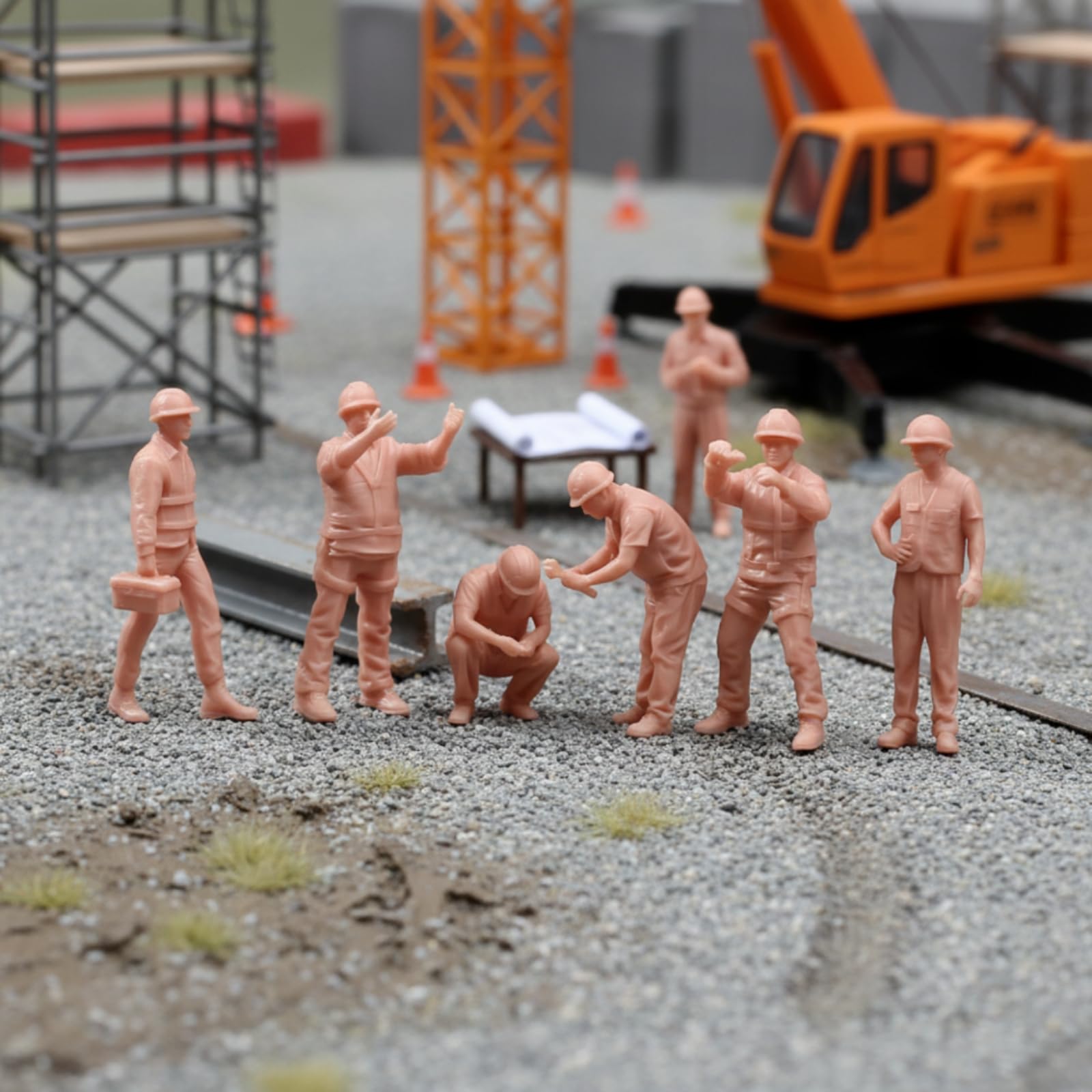 Manutenzione Operai Figure Personaggi Modelli Diorama Miniatura in Resina Dinamiche con Caschi E Tute da Lavoro Adatti per Plastici Ferroviari Scenari, Modello Colorato