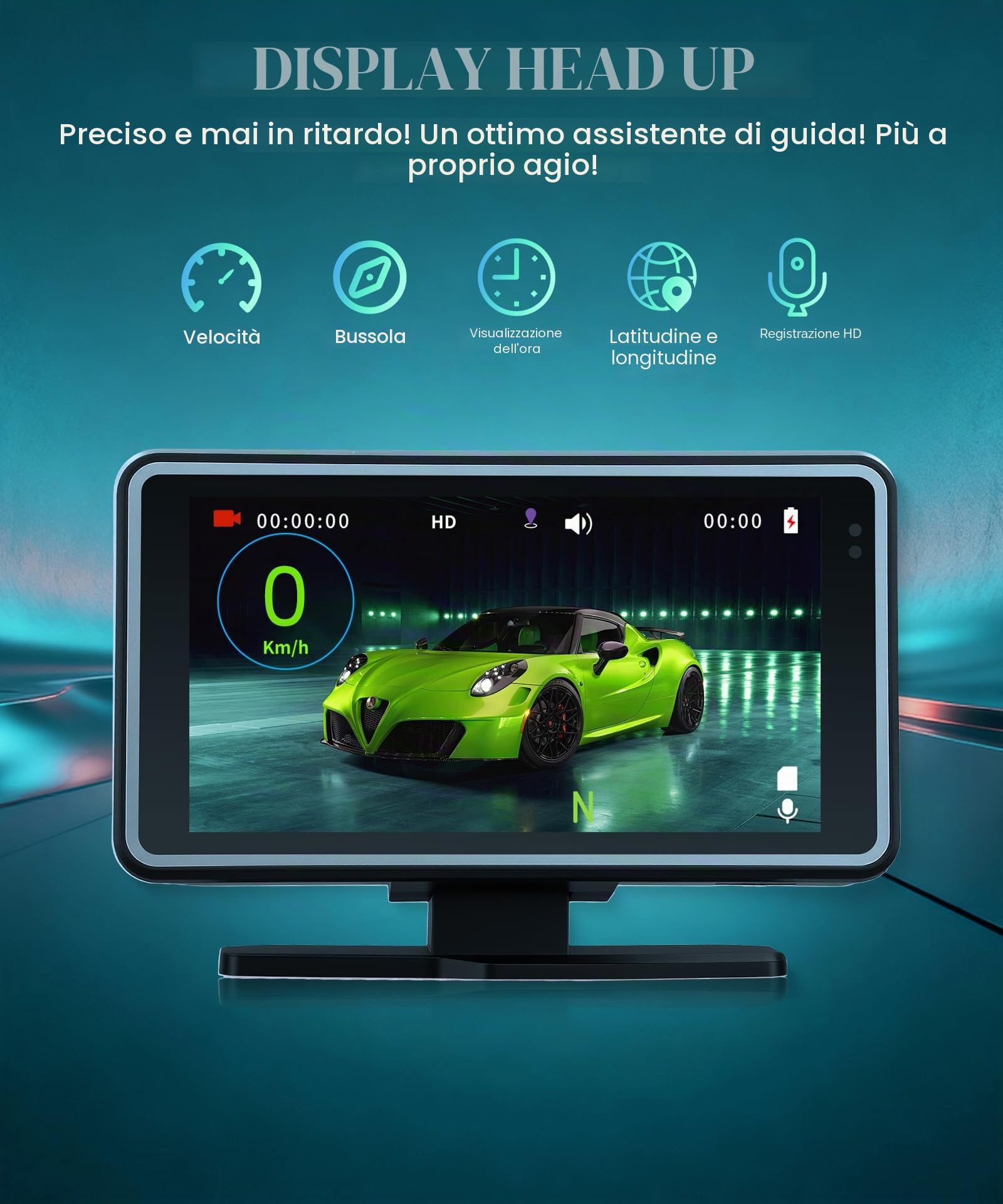 Rimoody WIFI Dashcam & Head Up Display per Auto, Head Up HUD Multifunzione Tachimetro Digitale Auto, 5 Pollici IPS Monitor Dash Cam con 1080P Fotocamera Frontale, Controllo APP/DVR/Loop Video