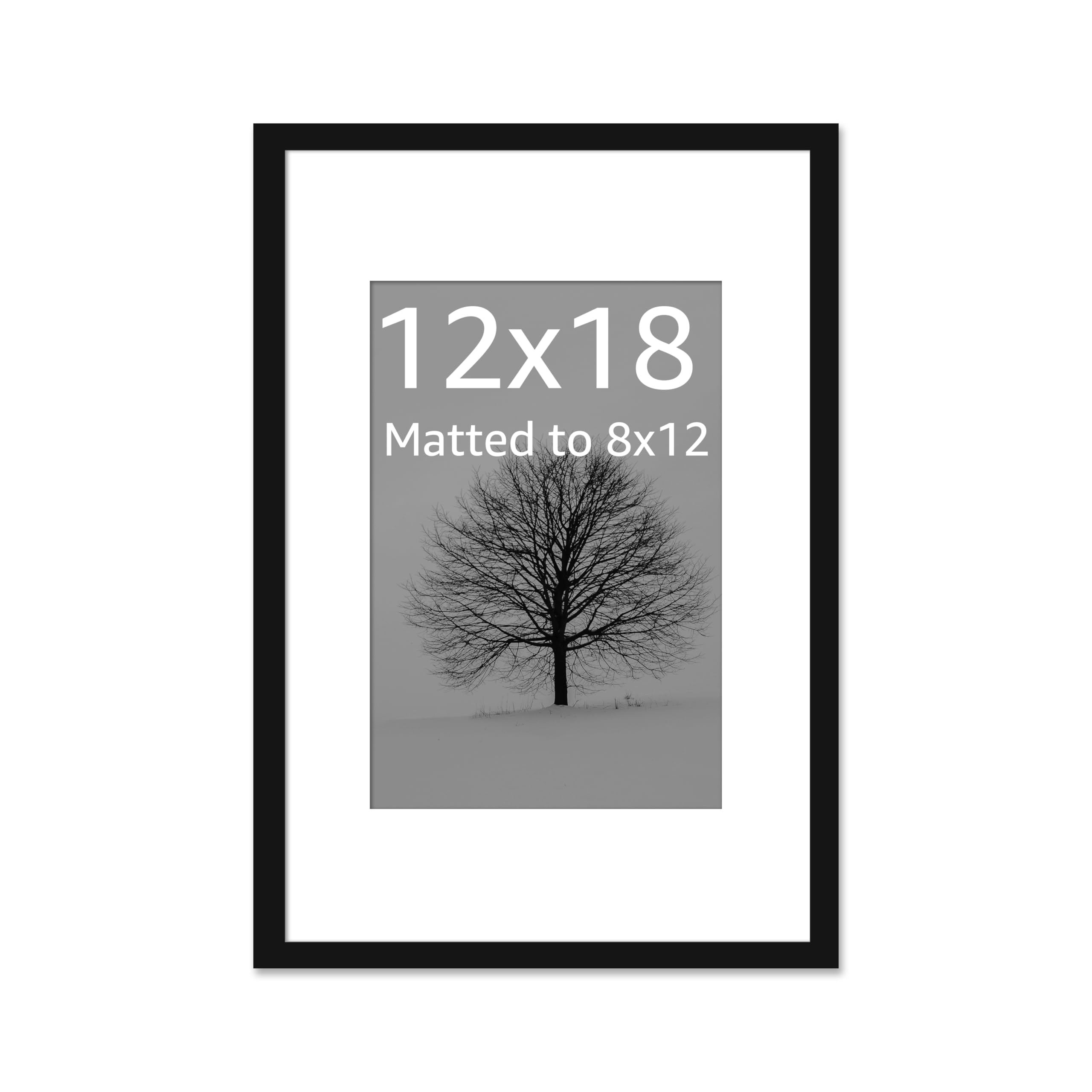 Art Street Synthetic Document Large Size Wall Photo Frame, Set of 1 Big Frames For Wall Artwork, Certificates, Picture & Photographs Home Decor (12x18 Inch, Matted To: 8x12 Inch, Black)