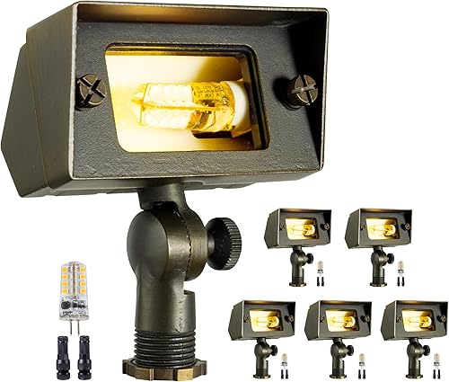 Miniatura 15 de Gardenreet Luz de inundación de latón macizo – Luz LED de lavado de pared de bajo voltaje para paisaje, 12 V, resistente al agua cableada al aire
