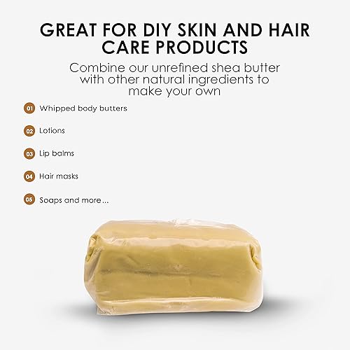 Miniatura 5 de Nourichesse Manteca de karité marfil sin refinar - Bloque de 1 libra (16 onzas), manteca de karité cruda 100% pura